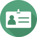 Volunteers A green circle with a white name badge overlayed.